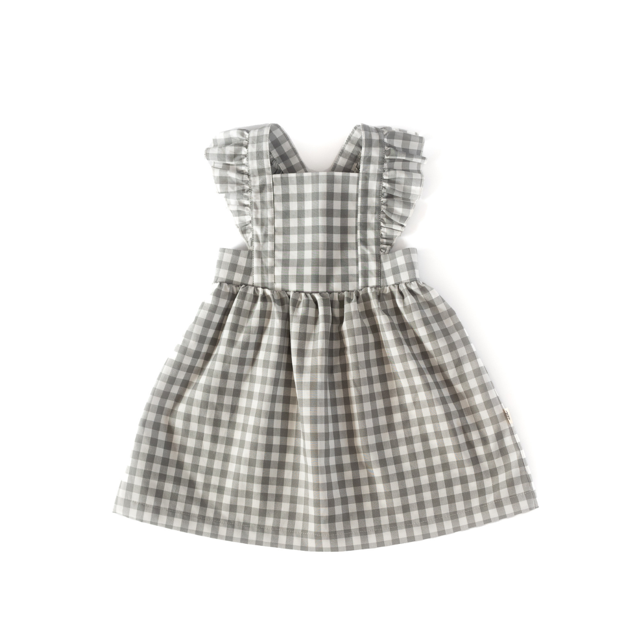 Ruffled Pinafore Dress Gingham Shale Small
